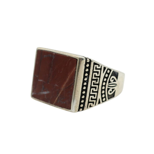 Vintage Unisex-Ring aus dunklem Sassalbo Marmor