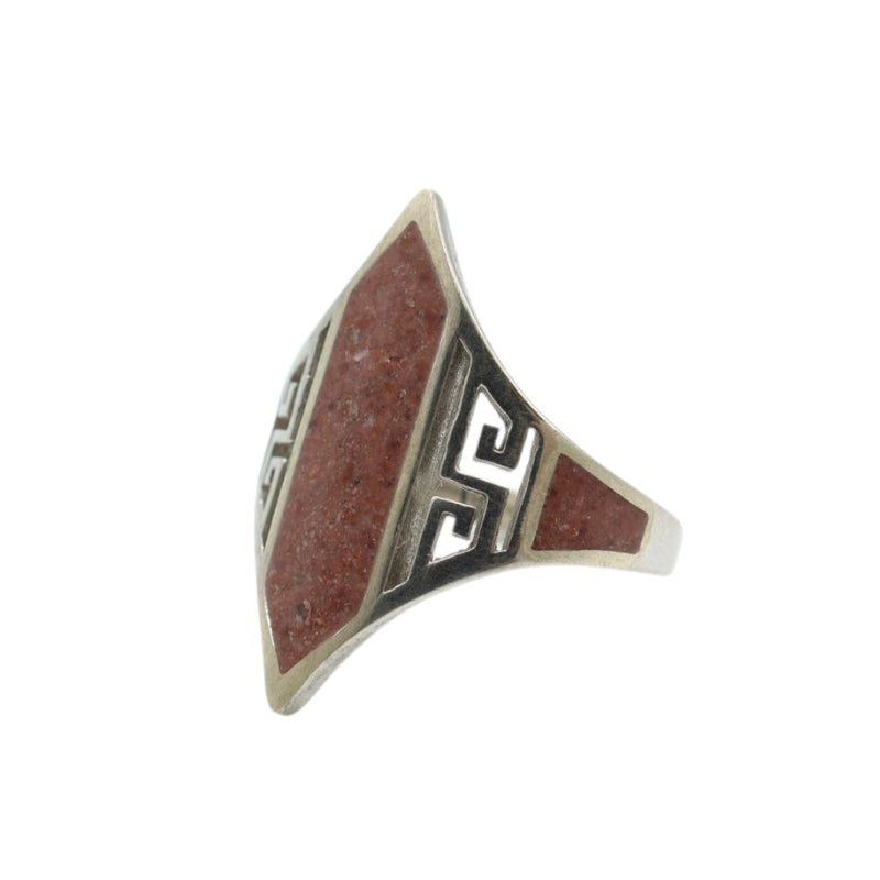 Vintage Women’s Ring in Rust-Red Sassalbo Marble