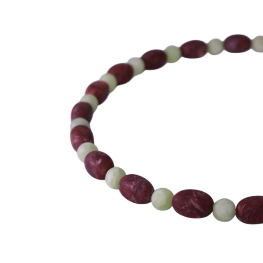 Necklace in Dark Sassalbo Marble & Light Nephrite Jade