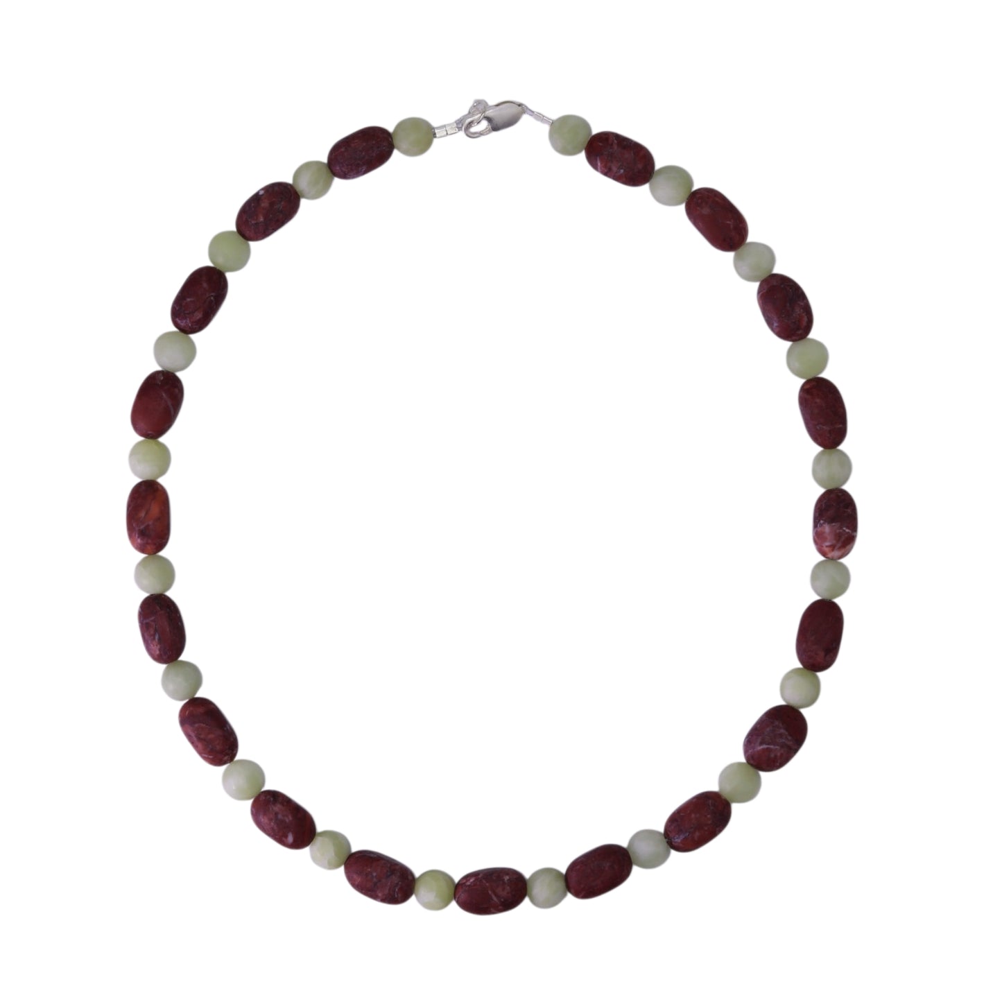 Collana in marmo Sassalbo scuro e giada-nefrite chiara