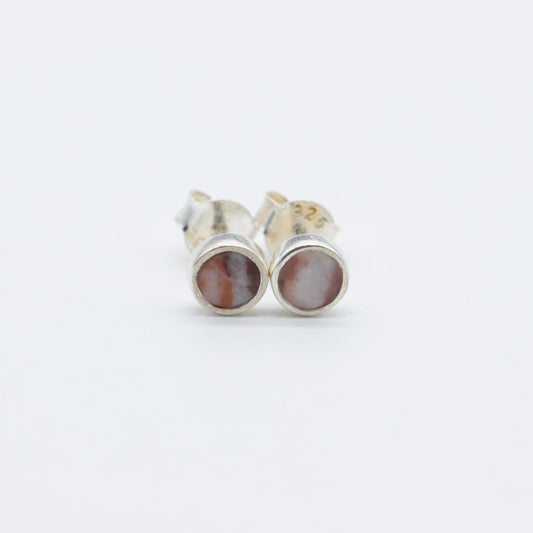 Earrings in Red & White Sassalbo Marble from Valposchiavo