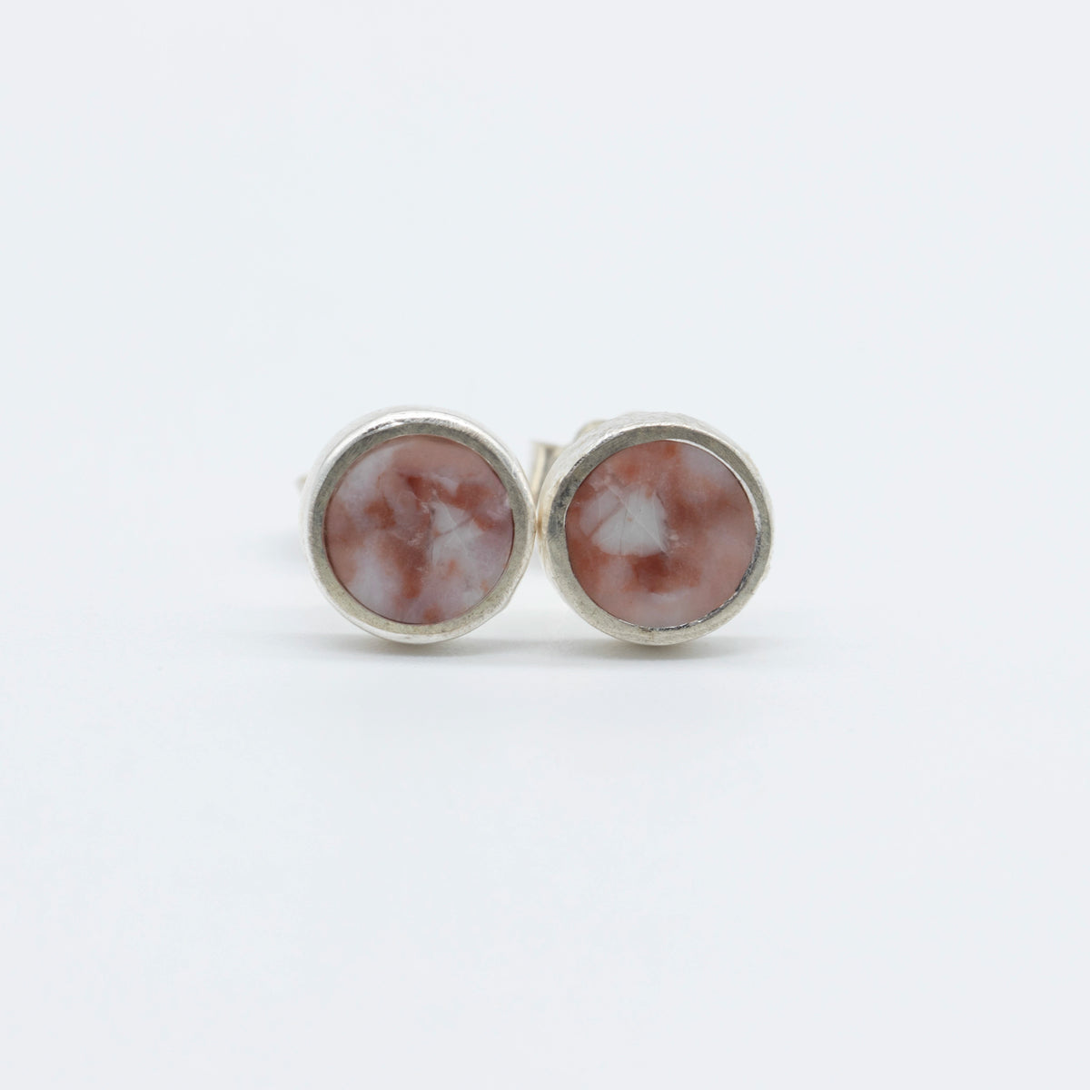 Earrings in Red and White Sassalbo Marble, 7 mm