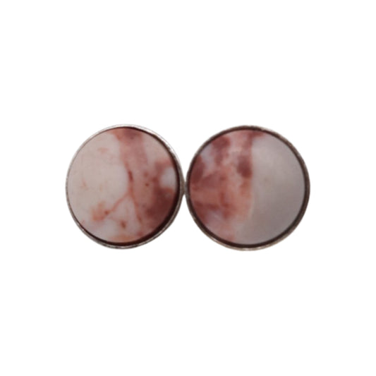 Large Earrings Made of Light Sassalbo Marble from Valposchiavo
