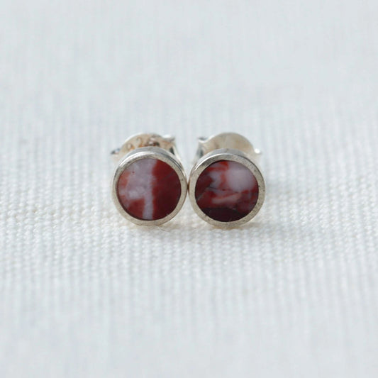Earrings in Red & White Sassalbo Marble from Valposchiavo