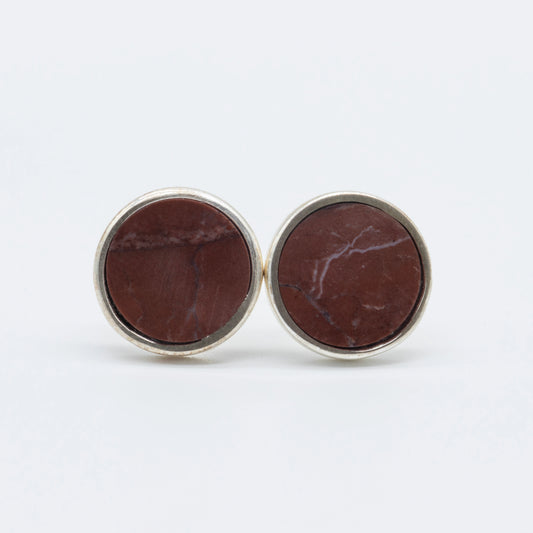 Ohrringe aus weinrotem Sassalbo Marmor 11 mm