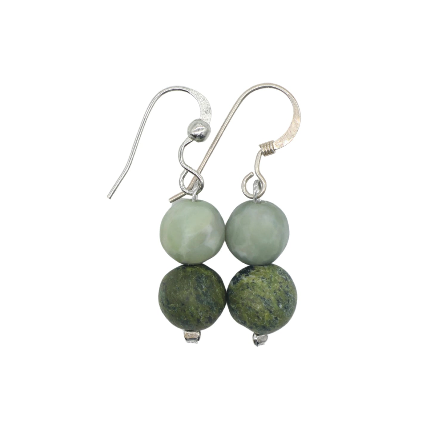 Drop Earrings in Nephrite Jade and Green Lake Stone