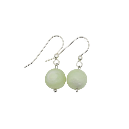 Drop Earrings in Light Nephrite Jade from Valposchiavo