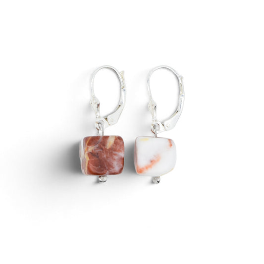 Drop Earrings in Red & White Sassalbo Marble