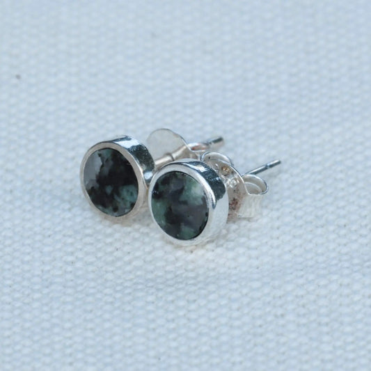 Earrings in Mottled Light Blue Lake Stone