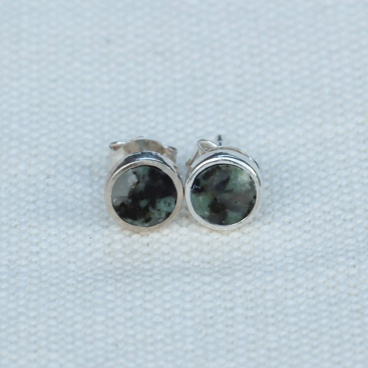 Earrings in Mottled Light Blue Lake Stone