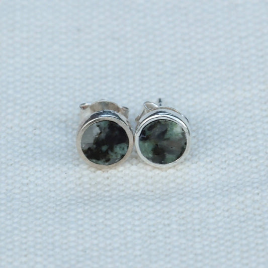 Earrings in Mottled Light Blue Lake Stone