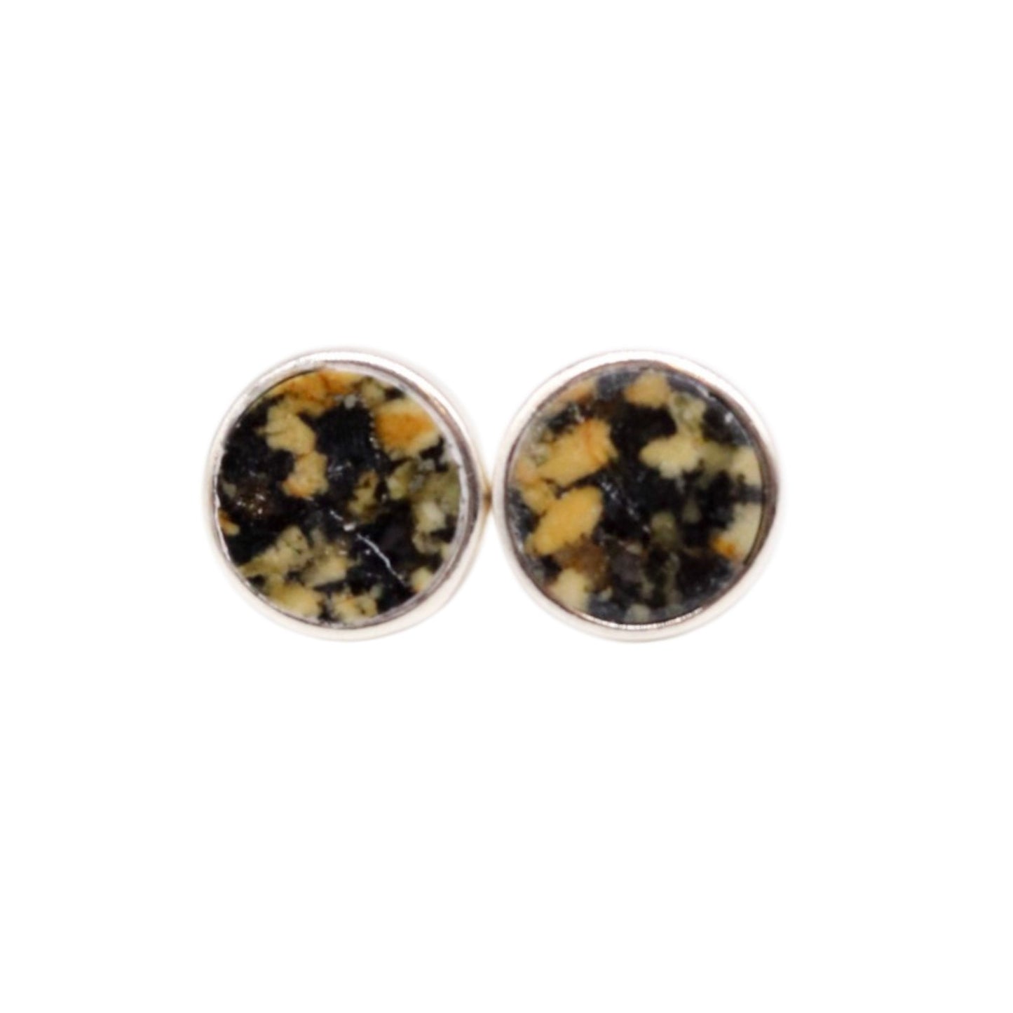 Black Lake Stone Earrings with Ochre & Beige Tones