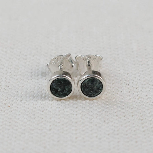 Earrings in Raw Green Serpentine from Valposchiavo