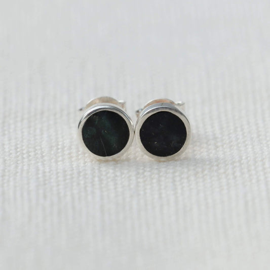 Dark Green Serpentine Earrings from Valposchiavo