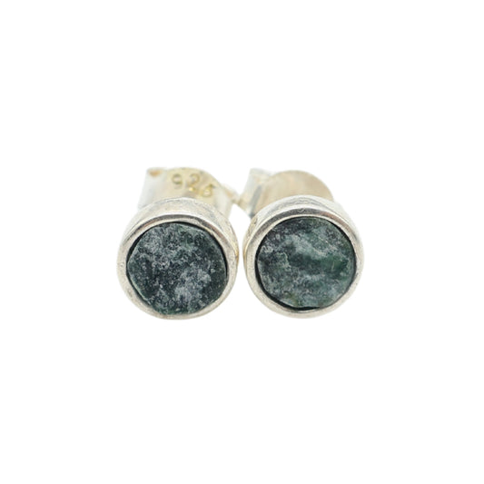 Earrings in Raw Green Serpentine from Valposchiavo