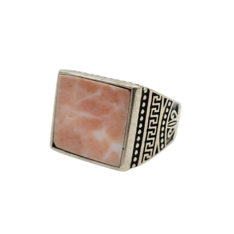 Vintage Unisex Ring in Pink Sassalbo Marble